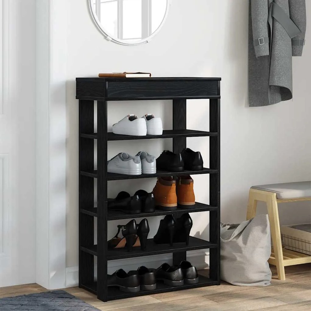 fekete szerelt fa cipőtartó 60x30x98 cm