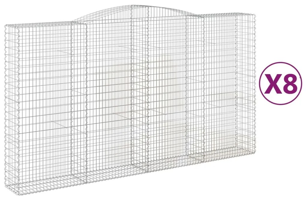 8 db íves horganyzott vas gabion kosár 400x50x220/240 cm