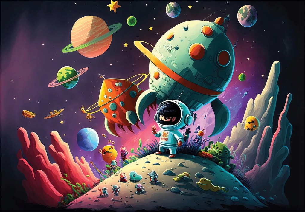 Fotótapéta Kozmosz Bolygók Rakéták Asztronauták vinil 368x254 +ragasztó