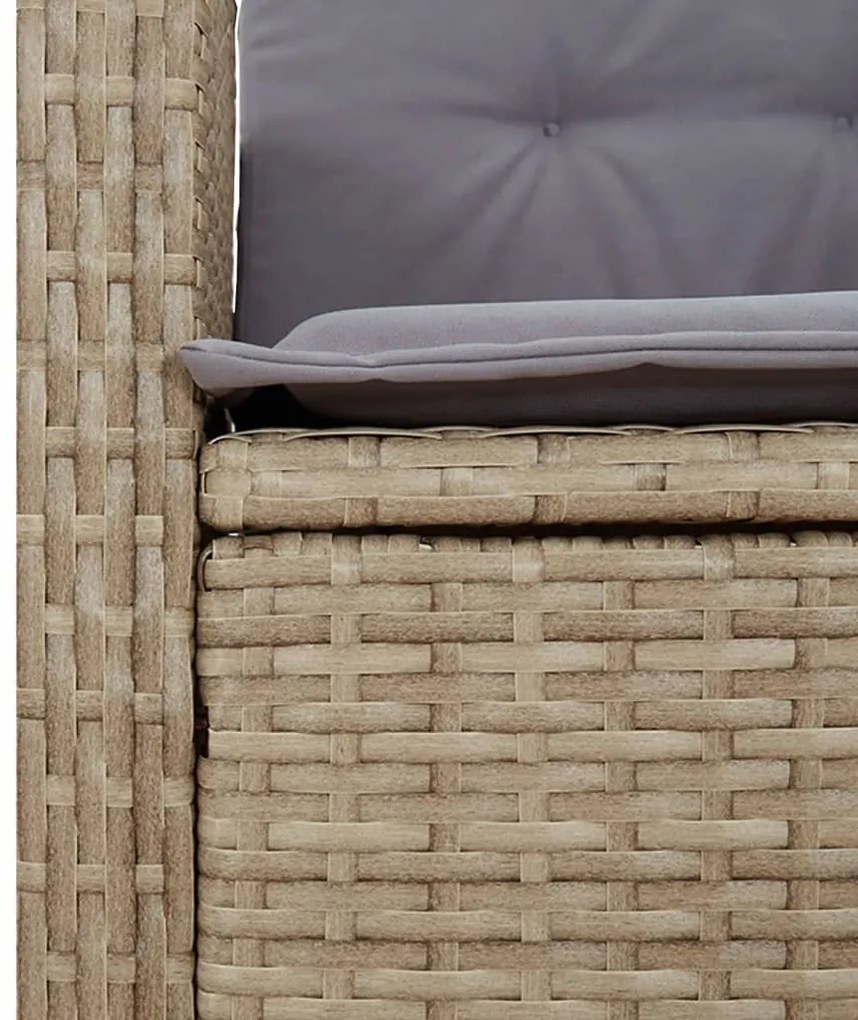 3 részes vegyes bézs polyrattan kerti étkezőgarnitúra párnákkal