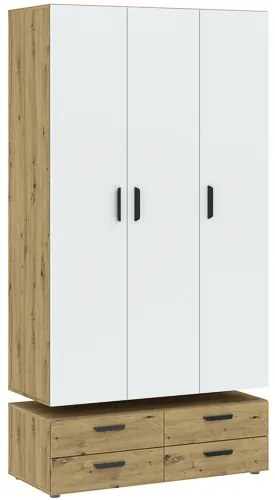 BASIC Gardróbszekrény Tölgy/Fehér Színben 110 cm 3D4S