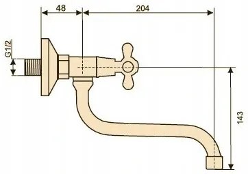 Gamma Retro-A3 fali mosogató csaptelep - króm