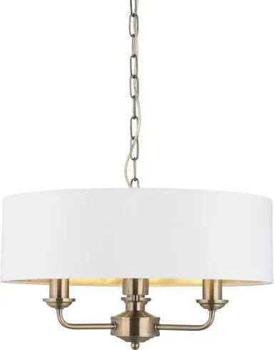ENDON 98934 HIGHCLERE Ernyős Függesztett Lámpa Antik Sárgaréz, Fehér E14 IP20