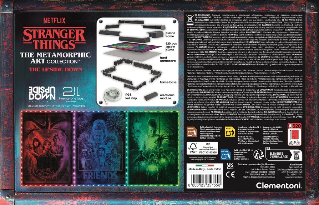 Stranger Things Upside Down 520 db-os puzzle LED-es keretben Clementoni