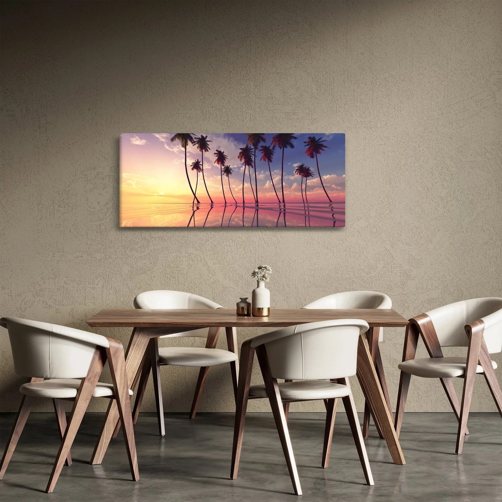A felszín fölé emelkedő pálmafák képe (120x50 cm)