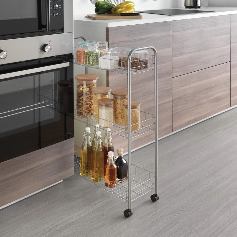 Ascona Slim De Luxe háromszintes görgős polc, magasság 84 cm - Metaltex