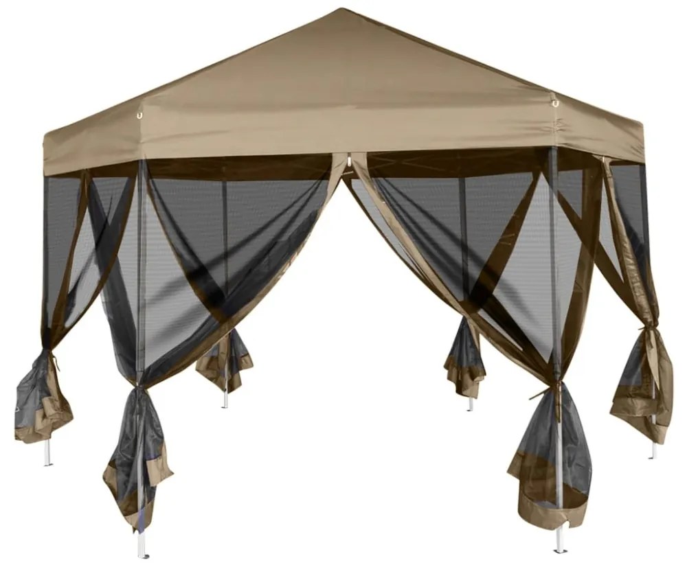 tópszínű összecsukható pavilon oldalfalakkal 3,6x3,1 m 220 g/m²