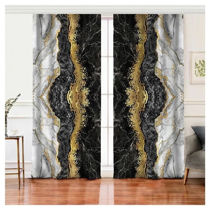 Fekete-aranyszínű függöny szett 2 db-os 140x260 cm – Mila Home