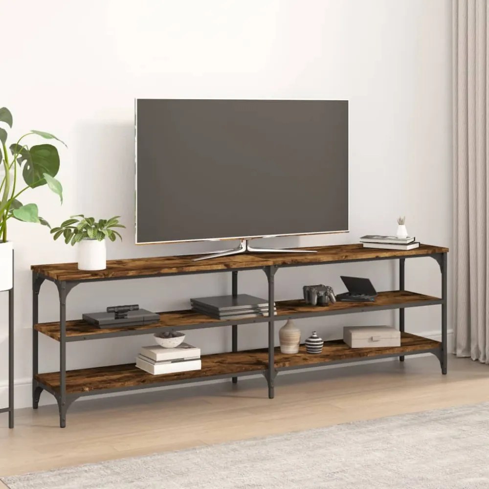 füstös tölgy színű szerelt fa TV-szekrény 160x30x50 cm