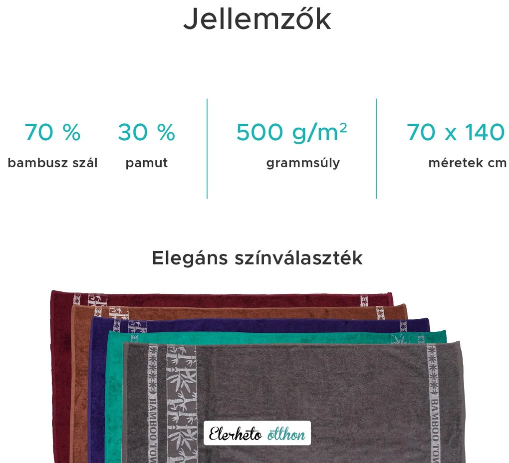 BAMBOO zöld bambusz fürdőlepedő 70x140 cm, 70% bambusz szál | 30% pamut