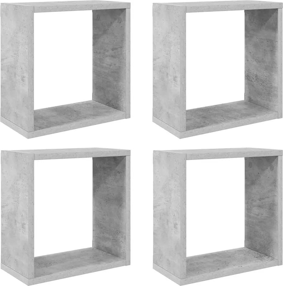 vidaXL 4 db betonszürke fali kockapolc 30 x 15 x 30 cm