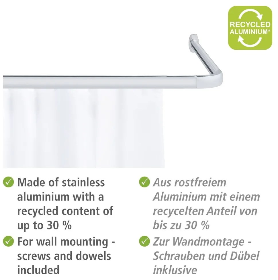 Fényes ezüstszínű zuhanyfüggöny rúd Era – Wenko