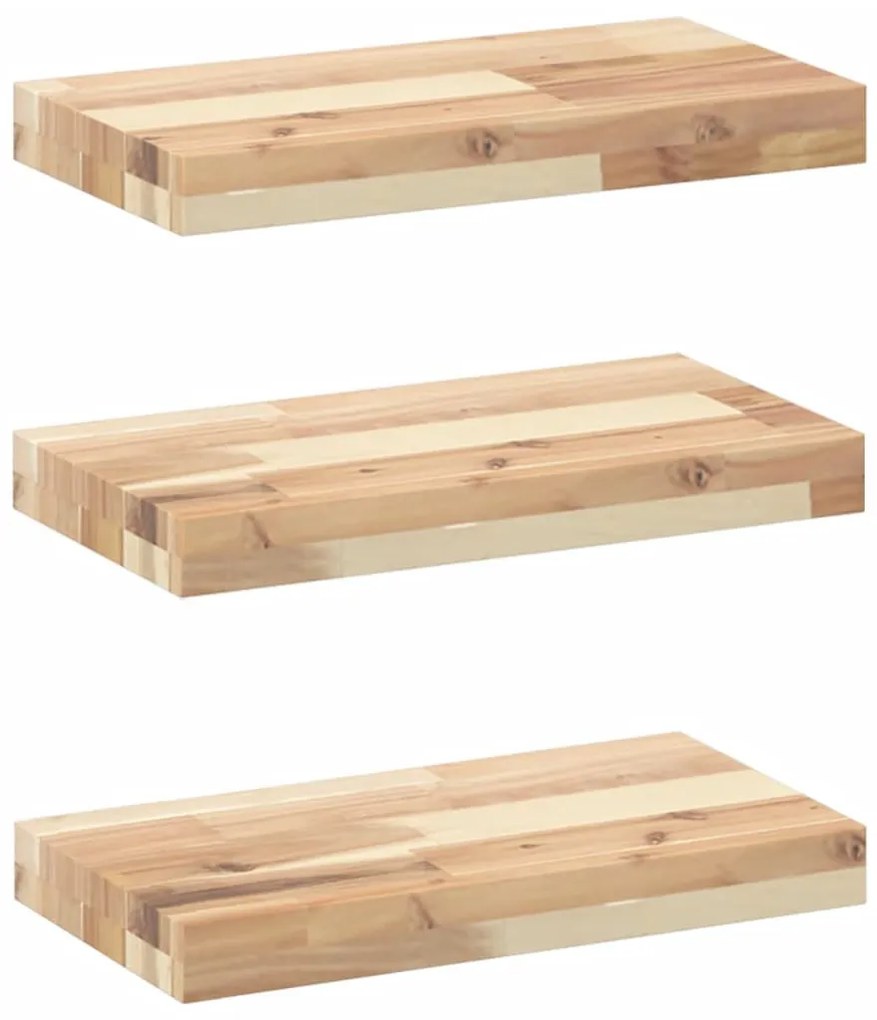 3 db kezeletlen tömör akácfa függőpolc 60 x 20 x 4 cm