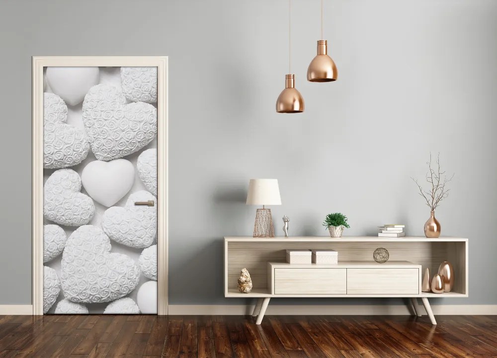 Ajtó tapéta Fehér háttér szív 95x205 cm