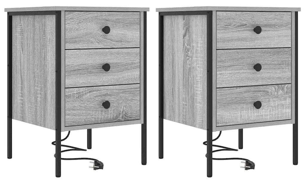 Éjjeli Szekrények 2 pcs Szürke sonoma 42 x 41 x 61 cm Faanyag