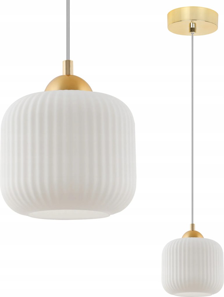 Mennyezeti Lámpa Függeszték Csillár Arany Fehér Henger Faragott Glamour E27