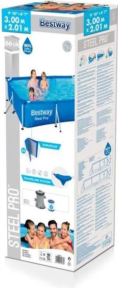 Bestway AMALFI szögletes fémvázas medenceszett 300 x 201 x 66 cm