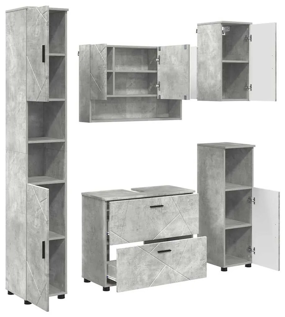 Fürdőszoba bútor szett 5 pcs Beton szürke 30 x 35 x 192 cm