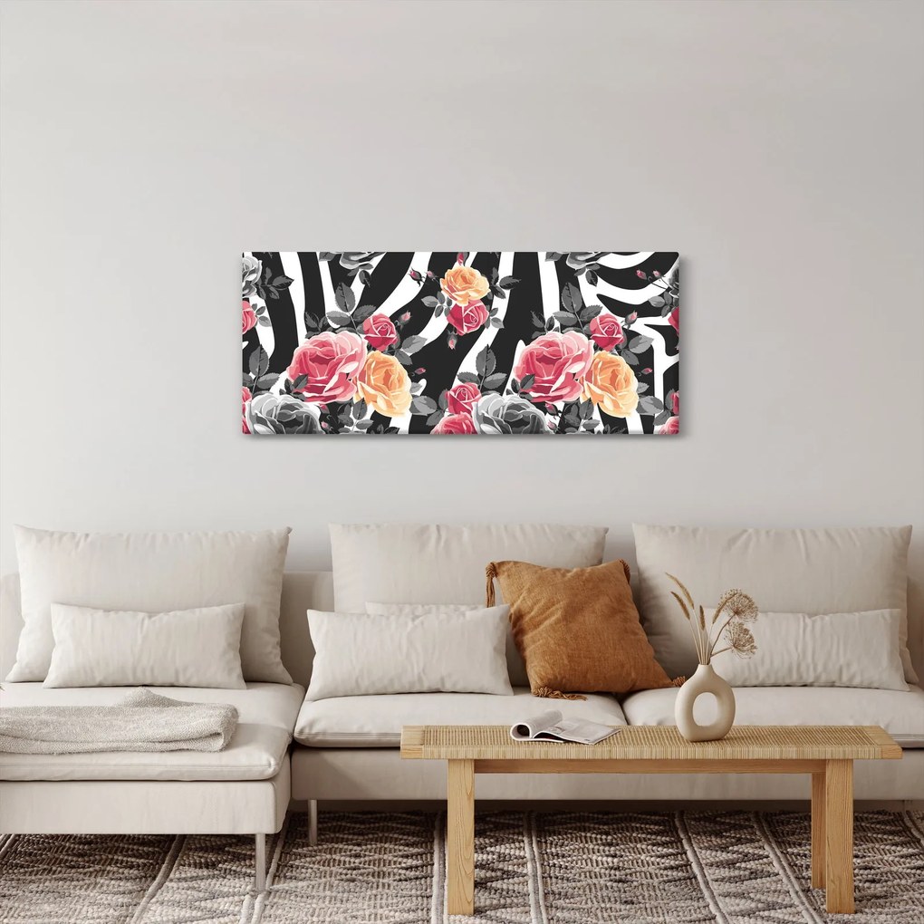 Virágzó rózsák képe (120x50 cm)