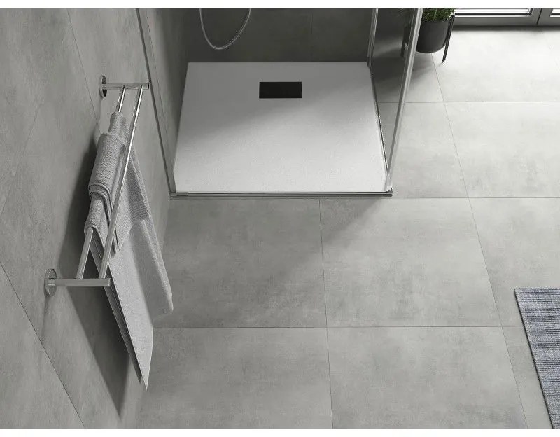 Mexen Hugo, négyzet alakú zuhanytálca SMC 70 x 70 cm, fehér, fekete huzat, 42107070-B