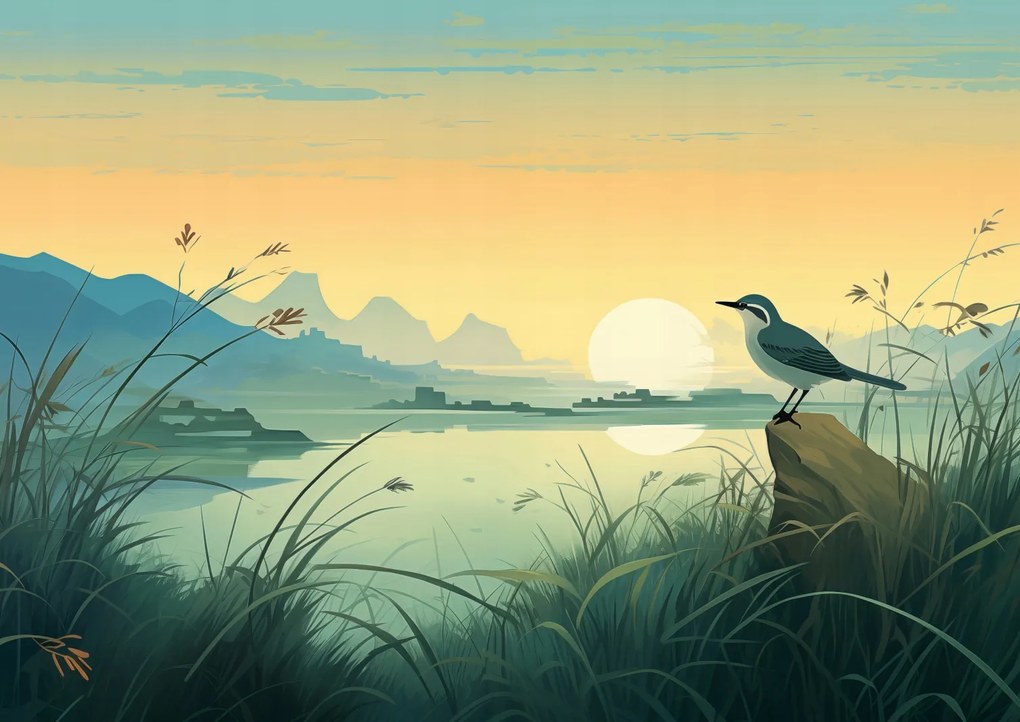 Poszter 42x29,7cm Alkonyat a folyóparti kegyhely felett