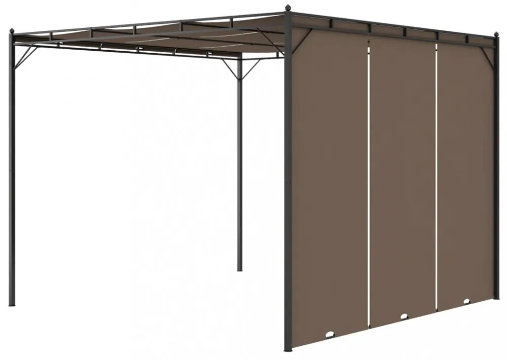 tópszínű kerti pavilon oldalfüggönnyel 3 x 3 x 2,25 m