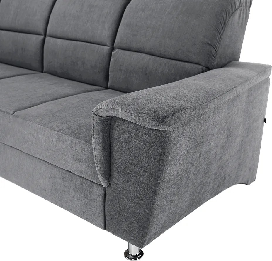 Kinyitható ülőgarnitúra, szürke szövet, balos, SANTIAGO