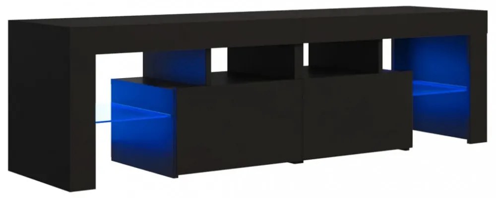 fekete TV-szekrény LED-világítással 140 x 36,5 x 40 cm