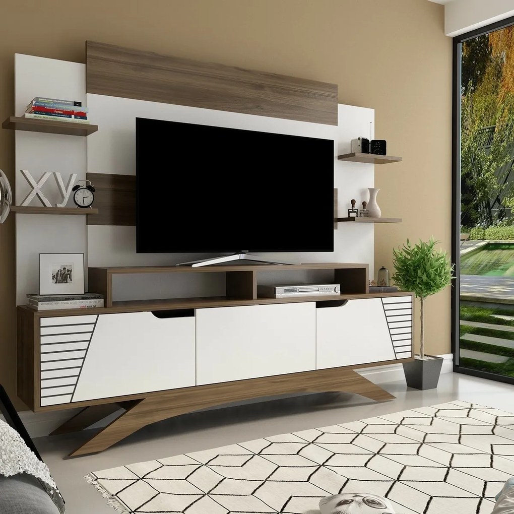 Deparo Walnut and White TV-fal