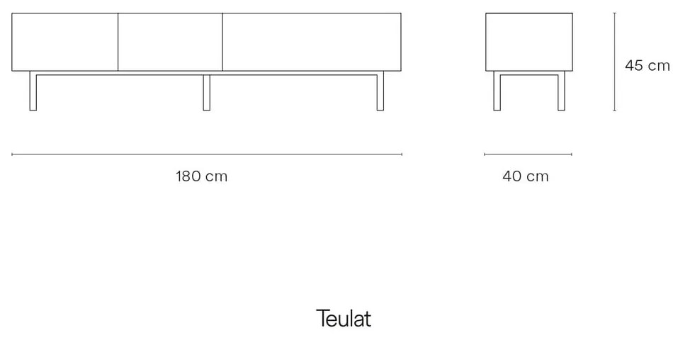 Fehér-natúr színű TV-állvány tölgyfa dekorral 180x45 cm Arista – Teulat