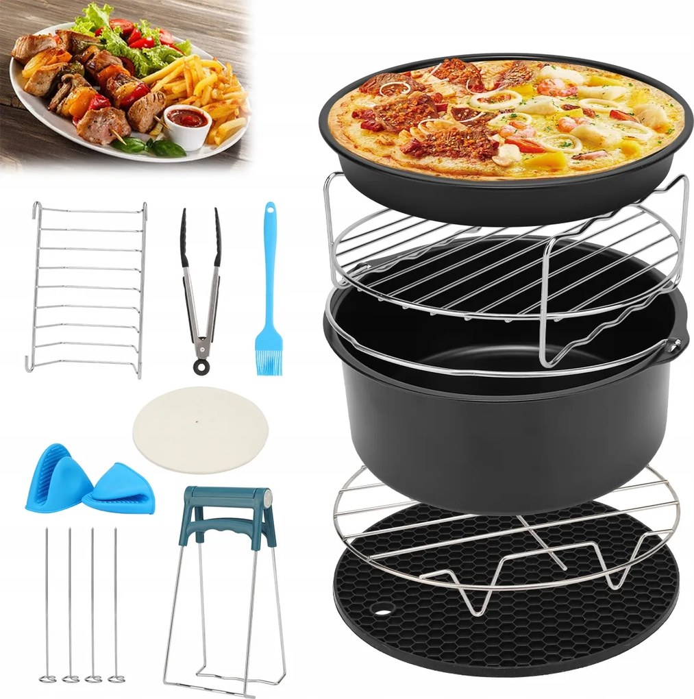 13 El Tartozékkészlet levegős olajsütőhöz grillrács