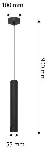 LED csillár TUBA 1xGU10/4,8W/230V fekete, kábelre szerelhető