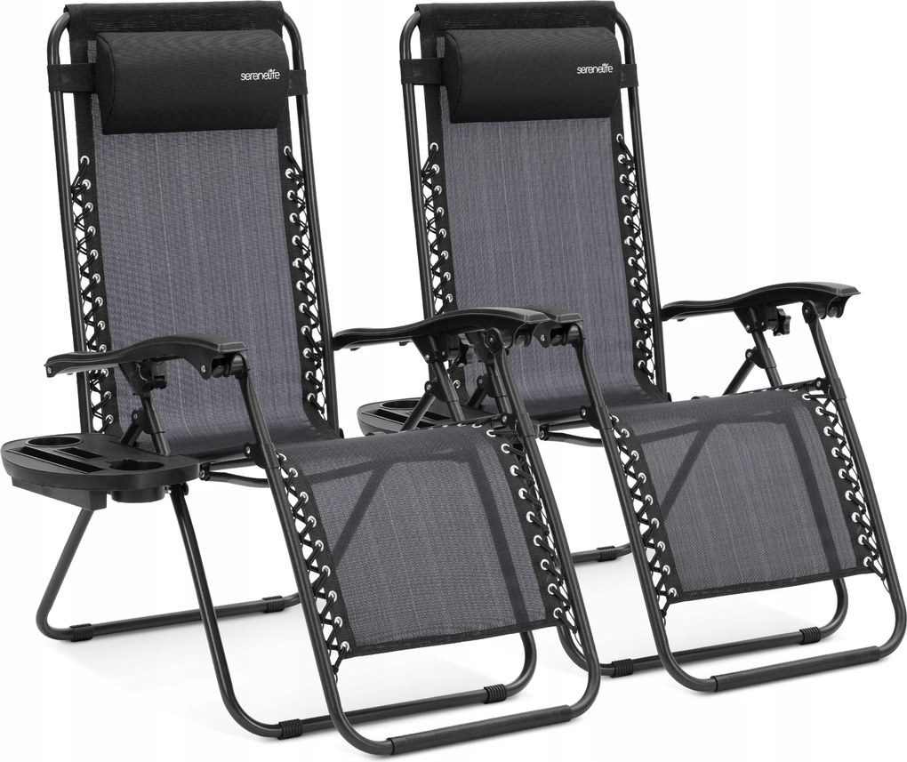 Összecsukható Kerti Terasz Kemping Szék Szett 2 Db Szürke