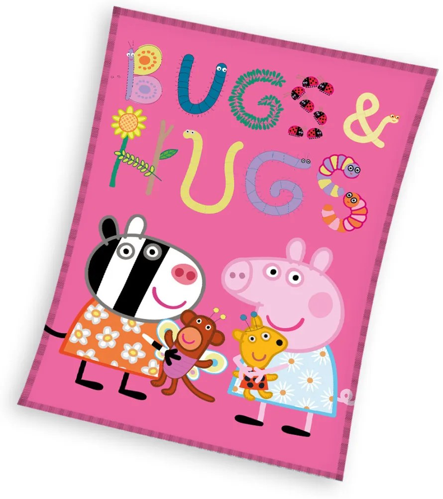 Peppa malac Bugs&amp;Hugs coral fleece polár takaró 110x140cm