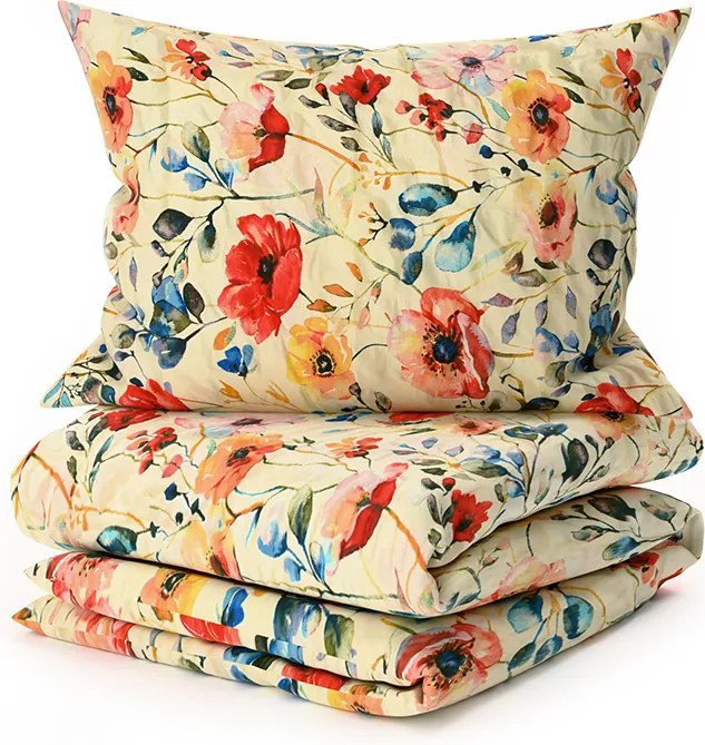 Krepp ágynemű FLOREEN krémszínű Ágyneműhuzat mérete: 70 x 90 cm | 140 x 200 cm