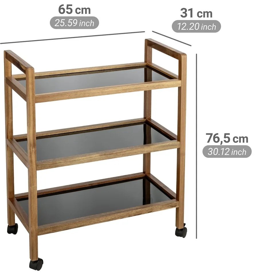 Fekete-natúr színű akácfa fürdőszobai polcos állvány 65x76,5 cm Fondi – Wenko