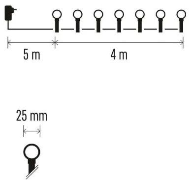 LED Karácsonyi kültéri lánc 40xLED/9m IP44 rózsaszín