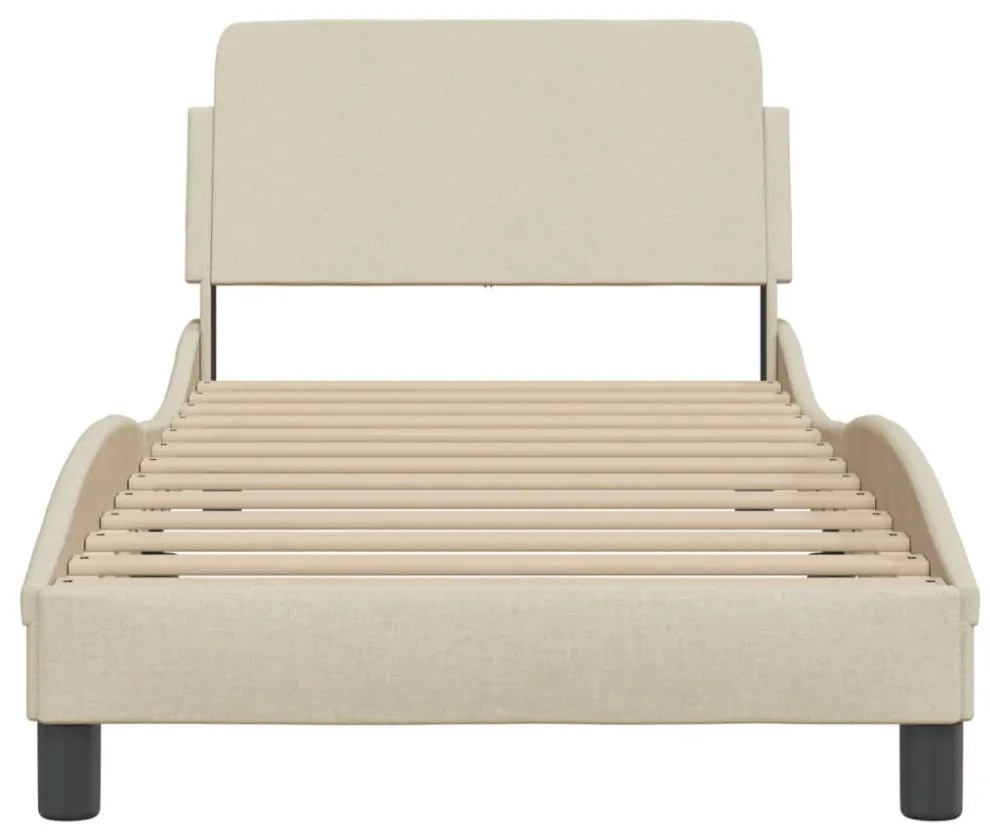 krémszínű szövet ágykeret fejtámlával Dover 90x190 cm