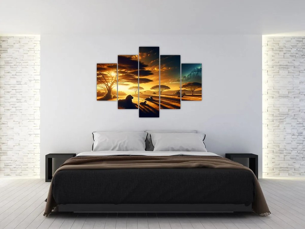 Kép - Pihenő oroszlánok (150x105 cm)