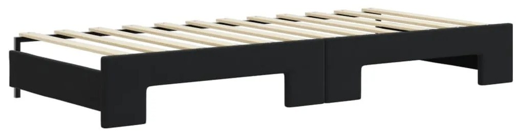 fekete kihúzható bársony heverő fiókkal 90 x 200 cm