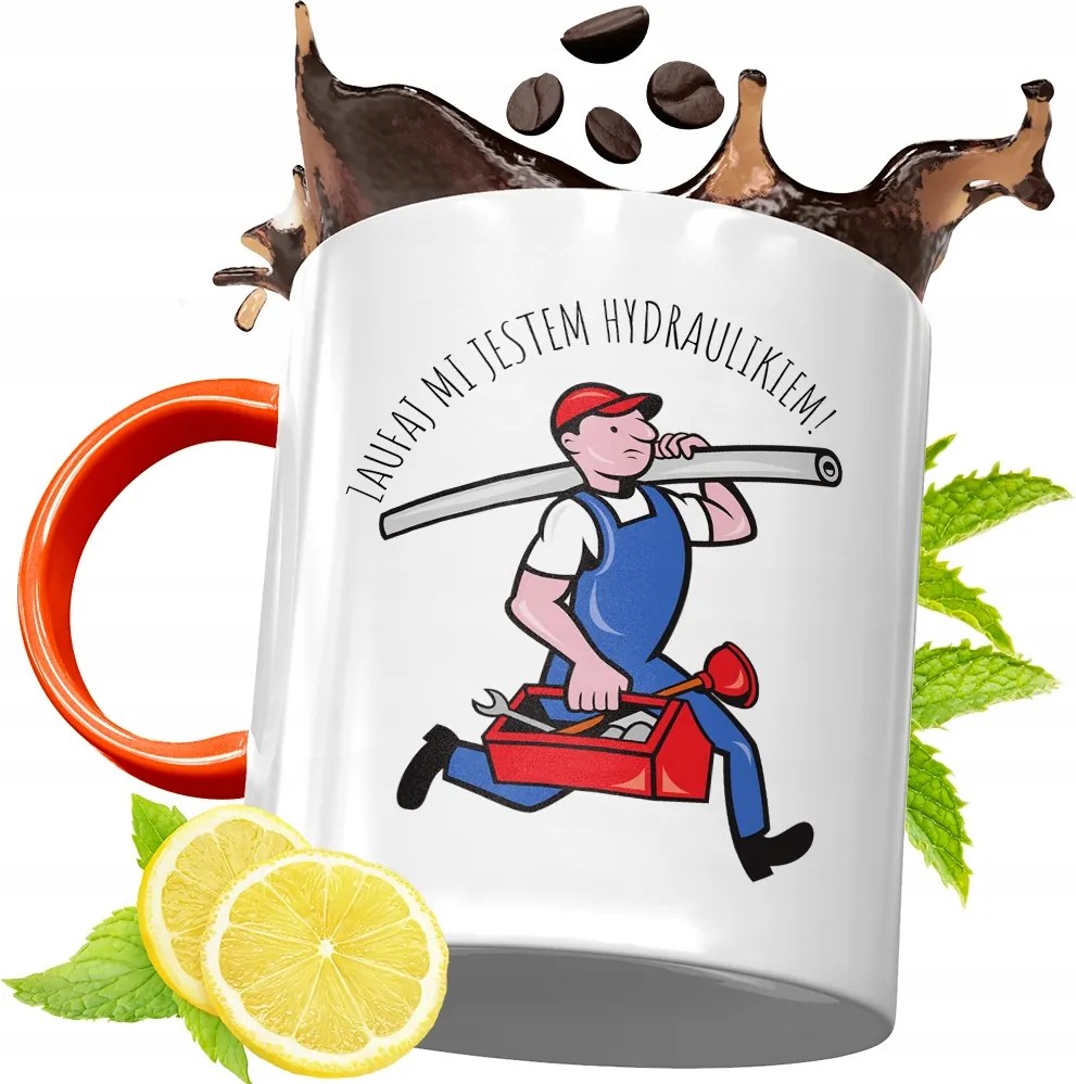 Narancssárga Bögre Vízvezeték Szerelőnek Ajándék fényképes nyomattal