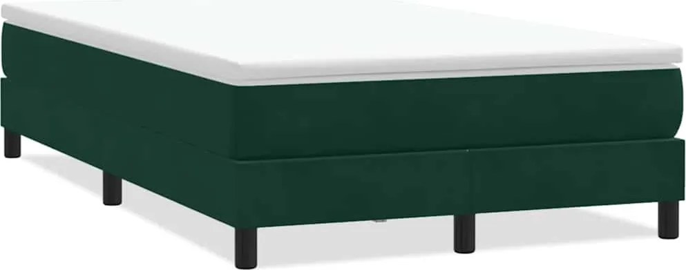 vidaXL sötétzöld bársony rugós ágy matrac nélkül 120x210 cm