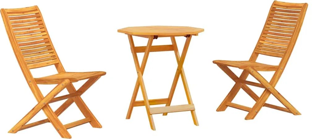 vidaXL Összecsukható Bistro Szett 3 pcs Barna Tömör Akácfa