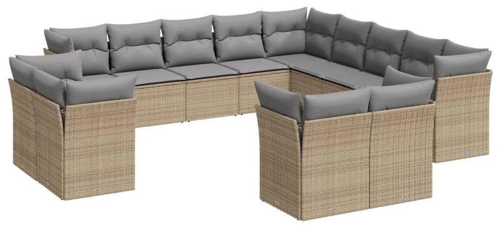 13 részes bézs polyrattan kerti ülőgarnitúra párnákkal