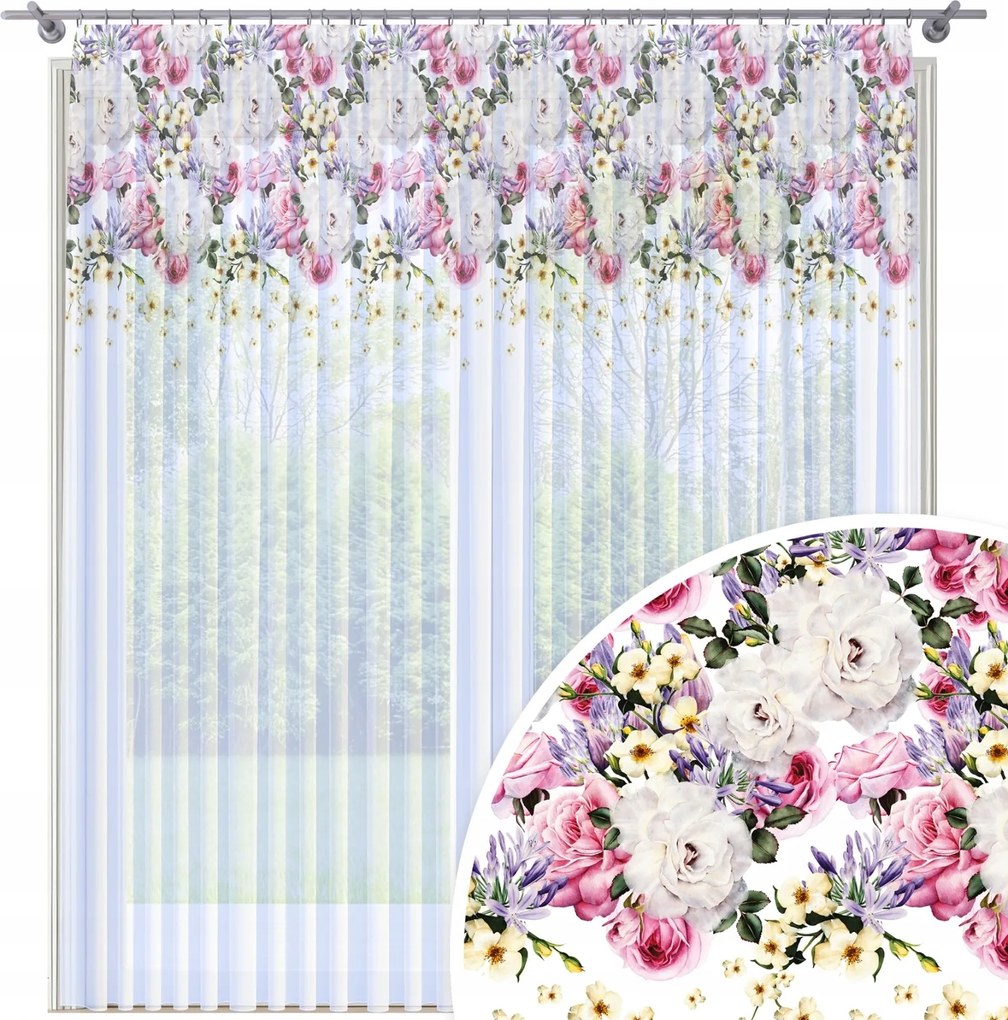 Függöny Kész 300x230 Fátyol Szalagra Festett Béka Függöny Virág Minta 010