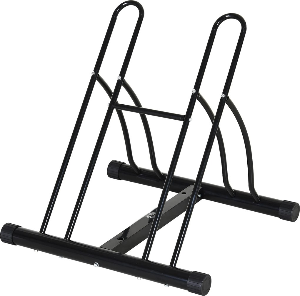 HOMCOM 2-Biciklis Parkoló Állvány - Stabil és Könnyen Összeszerelhető - Csúszásmentes Pad - Tubuláris Fém - 60x54x57 cm - Fekete | Aosom