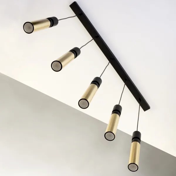 Jupiter 2012 - Csillár zsinóron ALAS 5xGU10/10W/230V fekete/arany