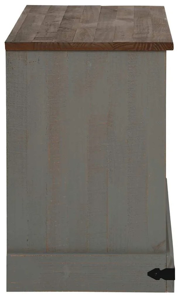 HALDEN szürke tömör fa TV szekrény tolóajtóval 110x40x60 cm