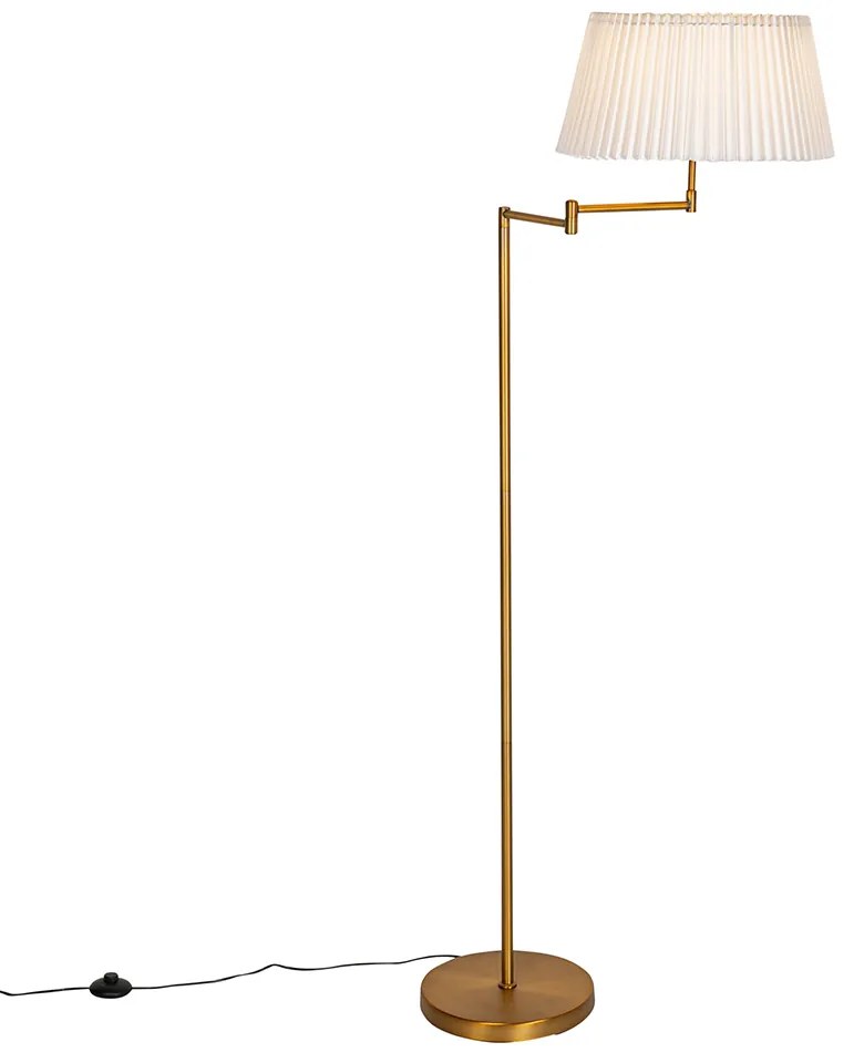 Állólámpa bronz fehér redős árnyékolóval és állítható karral - Ladas Deluxe