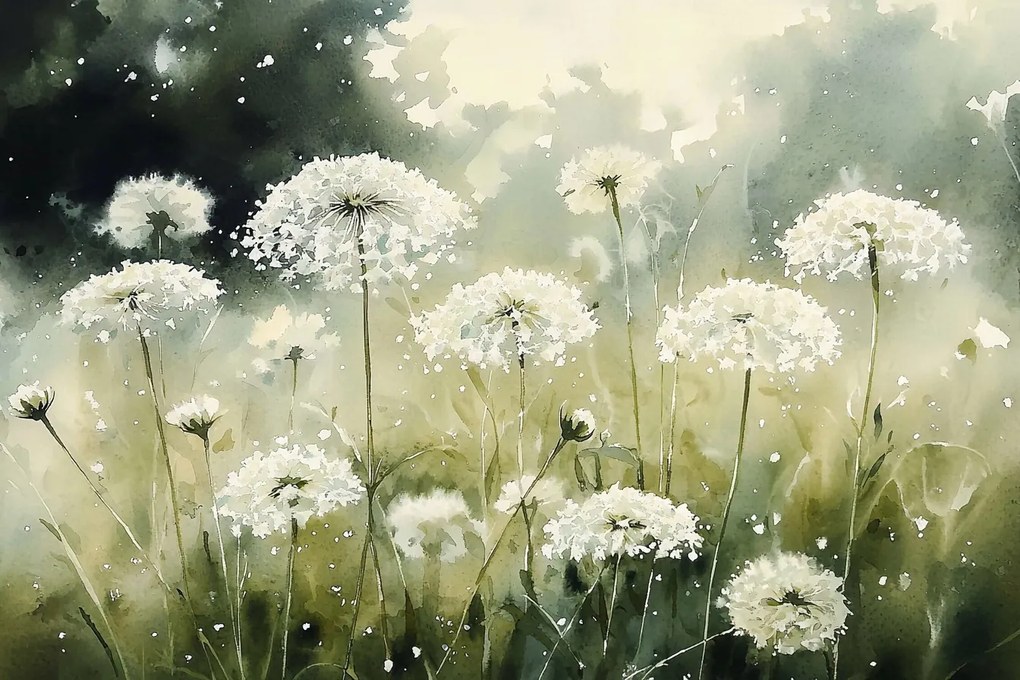 Fotótapéta Flizelina Kert Park Rét Fehér Virágok Sárgarépa 152,5x104 ragasztó